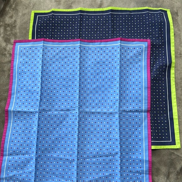 Other - 2 Men’s Pocket Squares. 100% cotton. With polka dots and Borders.